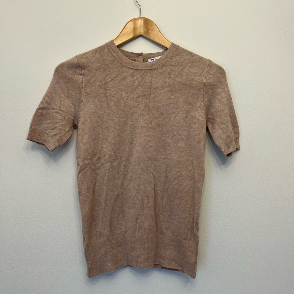 Zara soft short sleeve top - beige